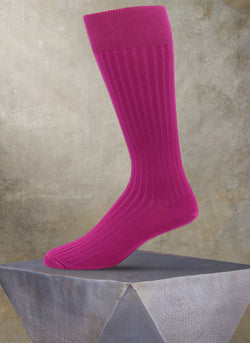 Short Ribbed Egyptian Cotton Sock in Rosso Rubino