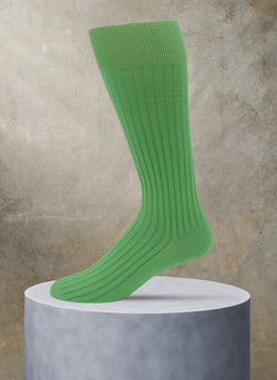 Short Ribbed Egyptian Cotton Sock in Kelly Green
