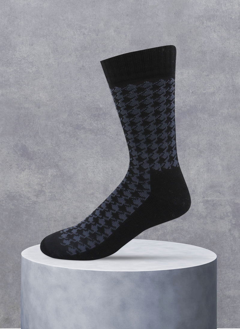 Cold Weather large Houndstooth Boot Sock in Black