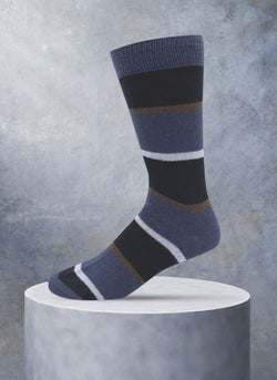 Cashmere Stripe Boot Sock in Denim
