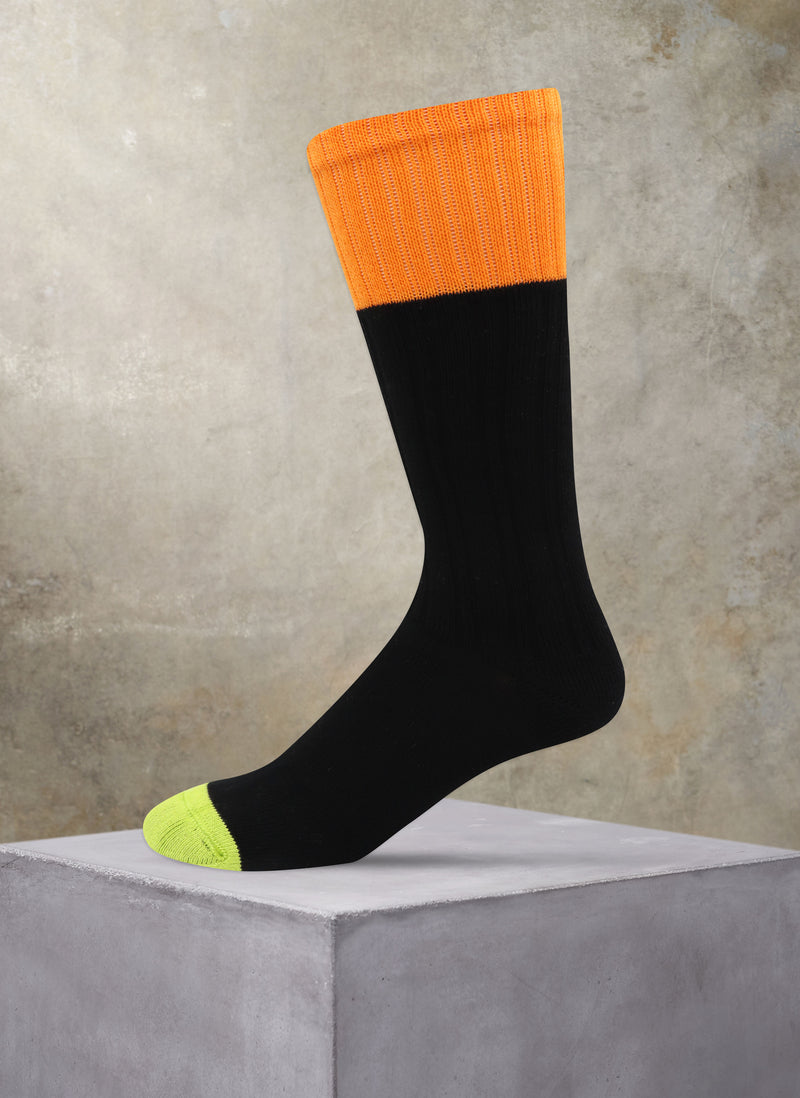 Cold Weather Boot Sock in Black with Orange Tipping
