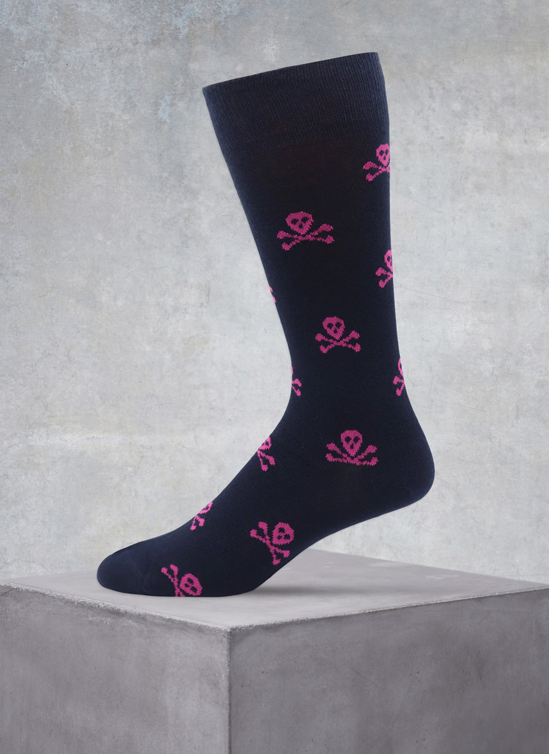 Skulls Sock in Navy & Pink