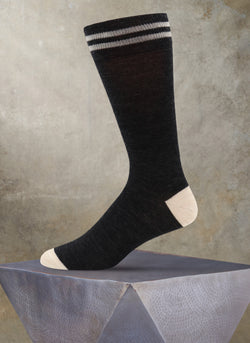 Merino Wool Kennedy Stripe Sock in Heather Charcoal