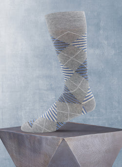 Mille Righe Argyle Sock in Grey and Blue