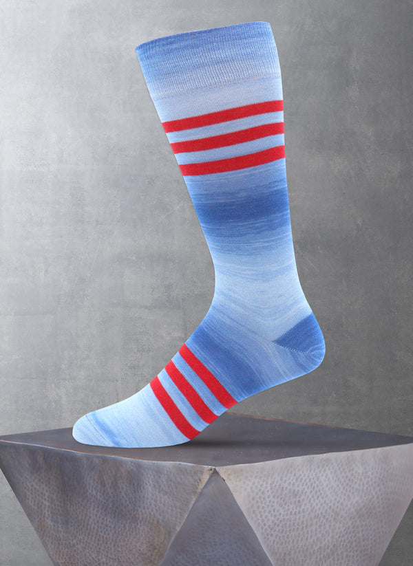 Ombre Triple Stripe Sock in Blue Ombre