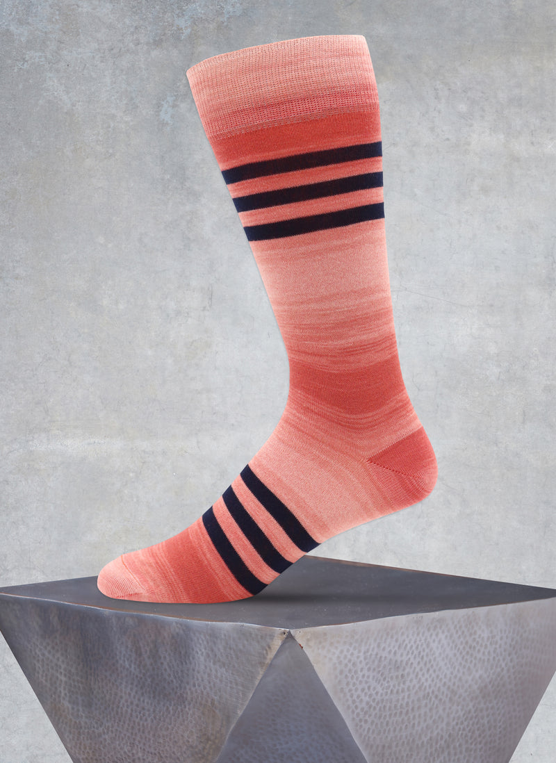 Ombre Triple Stripe Sock in Red Ombre