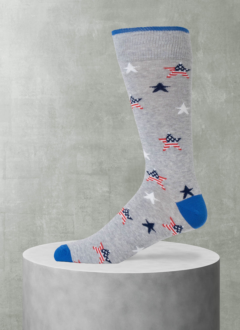 Big and Tall Small Stars Sock in Light Grey