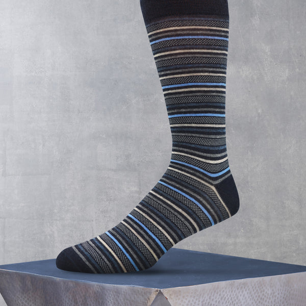 striped wool dress socks Big and Tall Merino Wool Oxford Stripe Sock in Navy