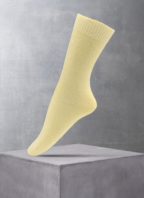Women's Flat Knit Cashmere Blend Sock in Yellow