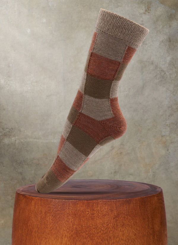 Women's Merino Wool Patchwork Sock in Taupe