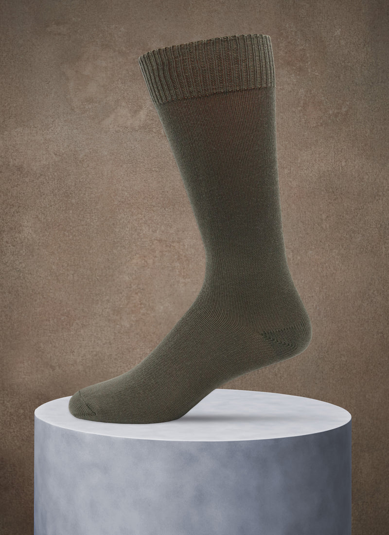 Solid Egyptian Cotton Sock in Olive