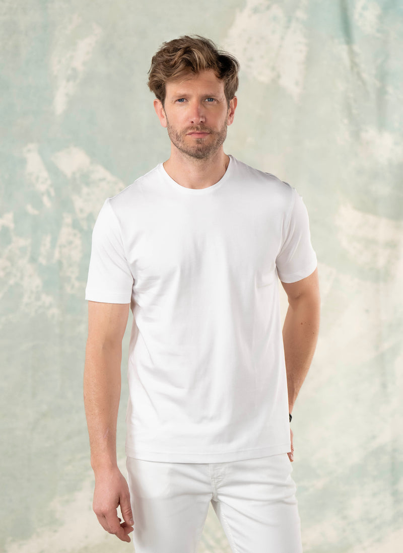 Supima® Cotton Crew Neck T-Shirt in White – Lorenzo Uomo