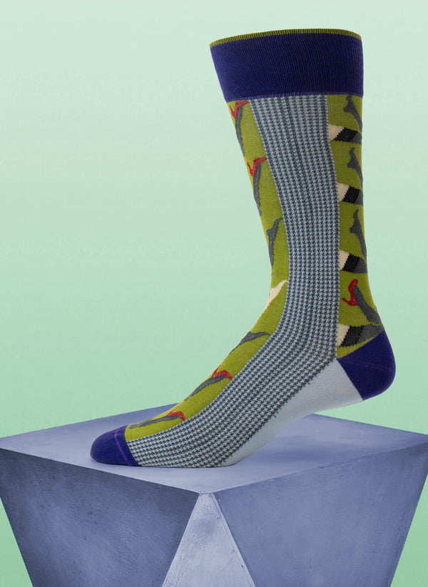 "Leave Your Hat On" Sock in Blue and Green