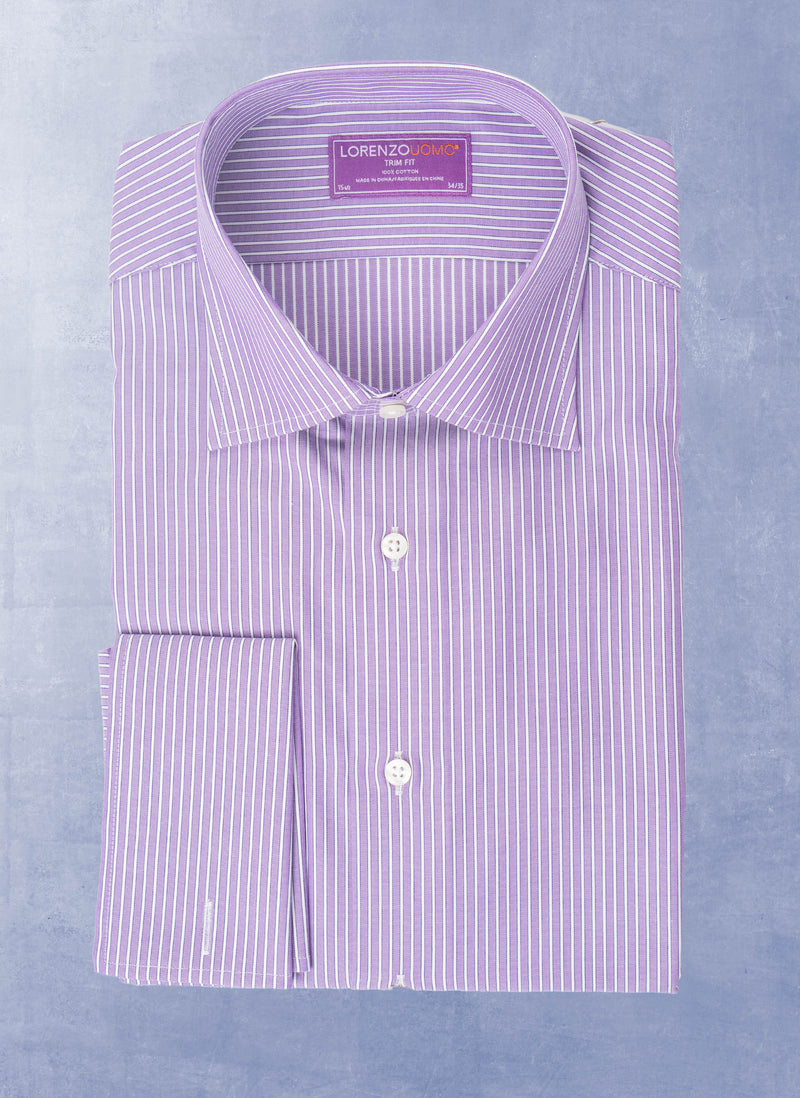 Maxwell in Purple and White Stripe French Cuff Shirt