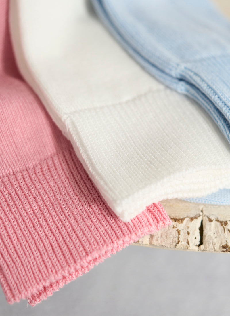 Detailed group image of Egyptian Cotton Sock in White, Bubblegum and Light Blue 