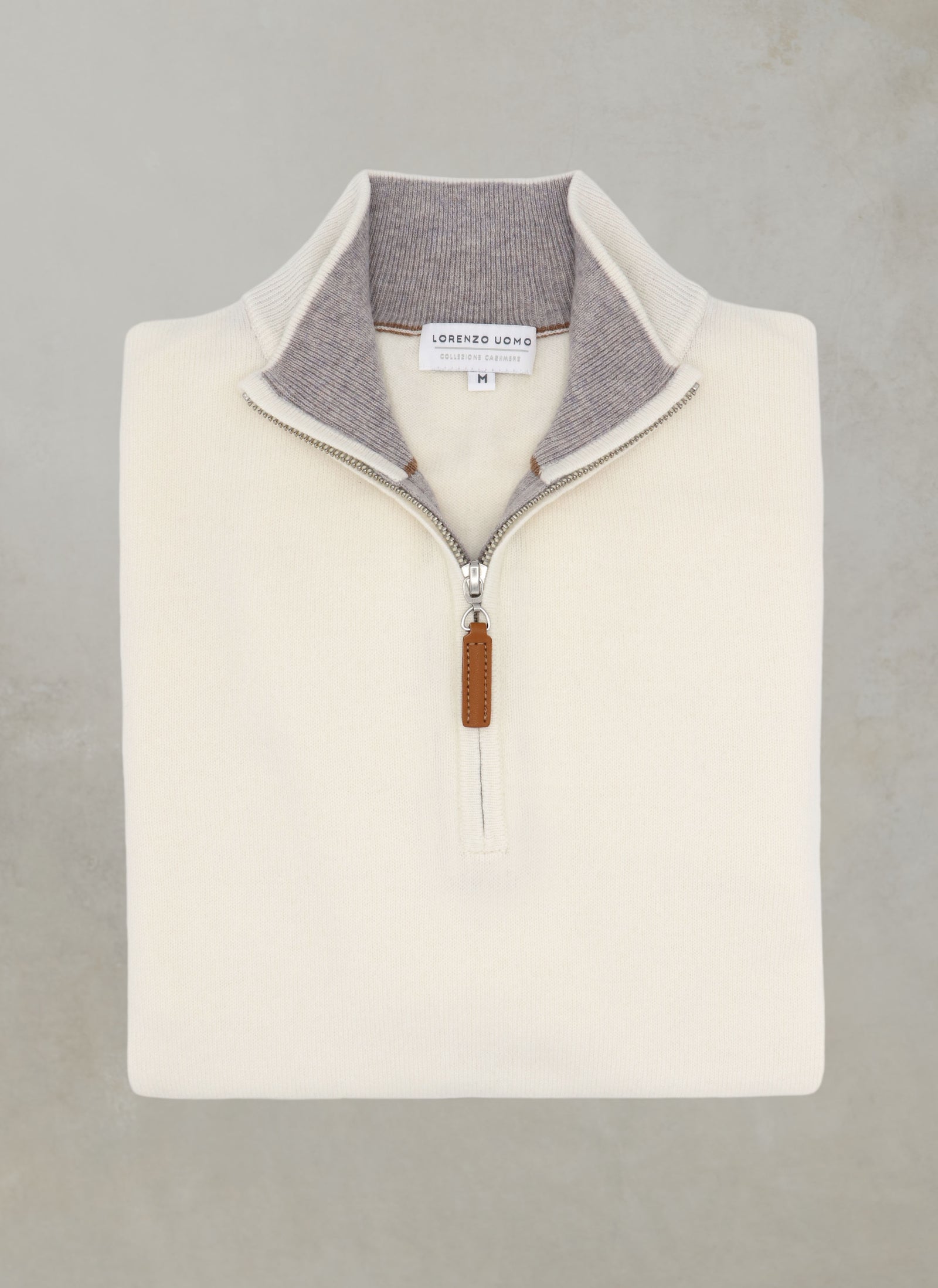 Men's Madison Quarter Zip Cashmere Sweater in Ivory – Lorenzo Uomo