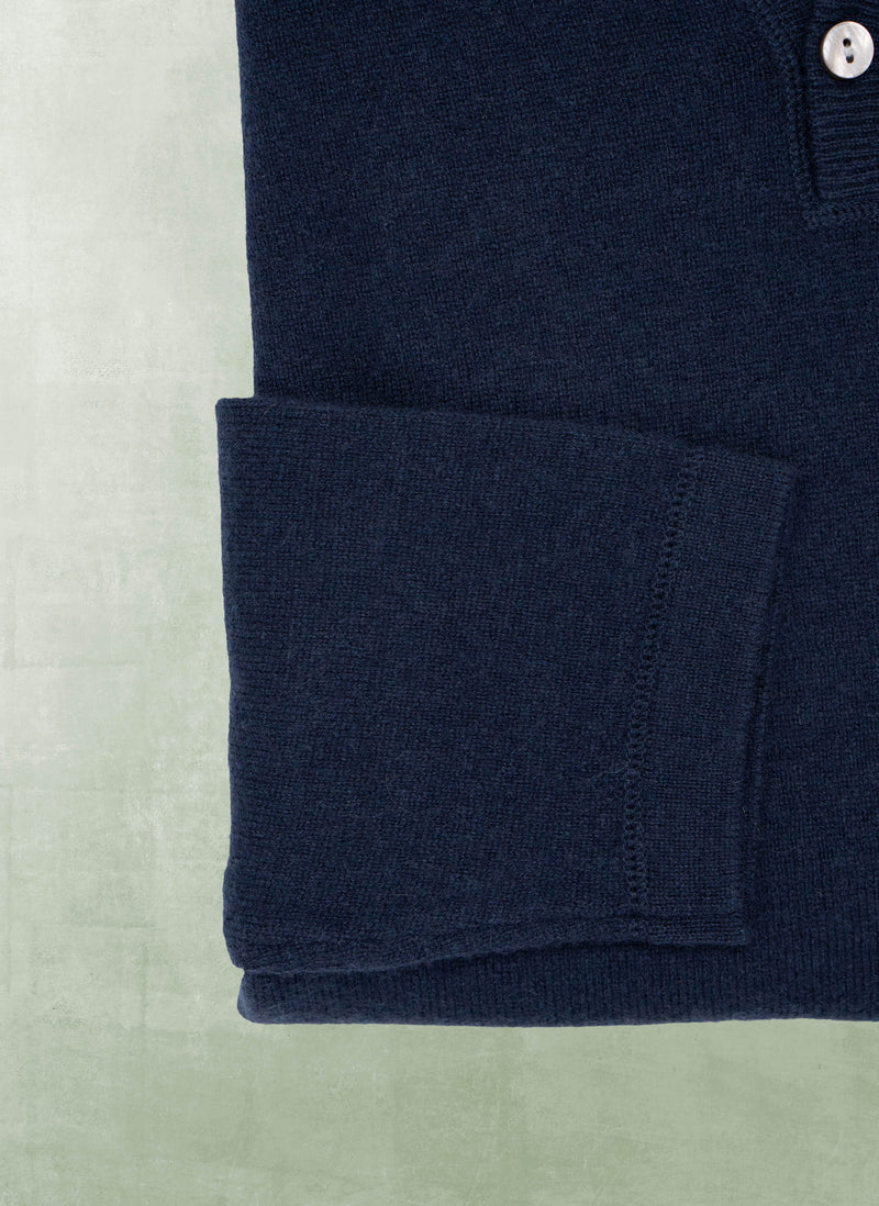 Men's St. Germain Henley 2-Button Cashmere Sweater in Midnight Blue