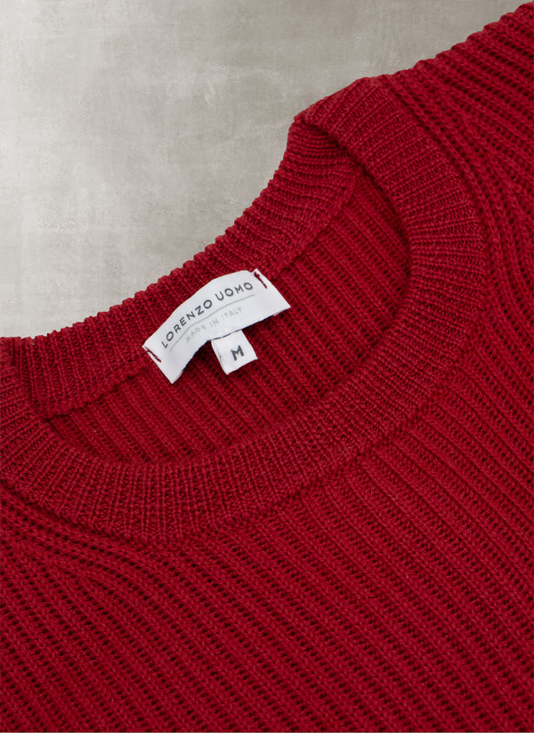 Men's Torino Italian Extra Fine Merino Wool Crew Neck Sweater in Cinna
