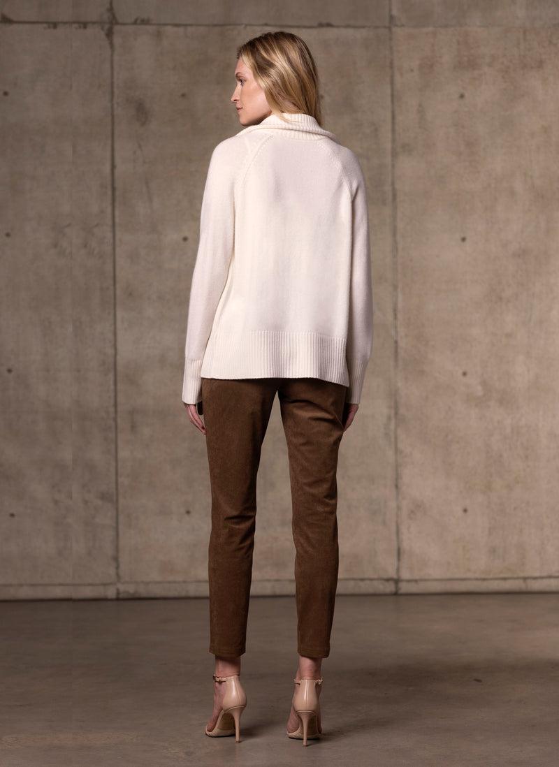 Back Women's double zip cashmere cardigan in ivory