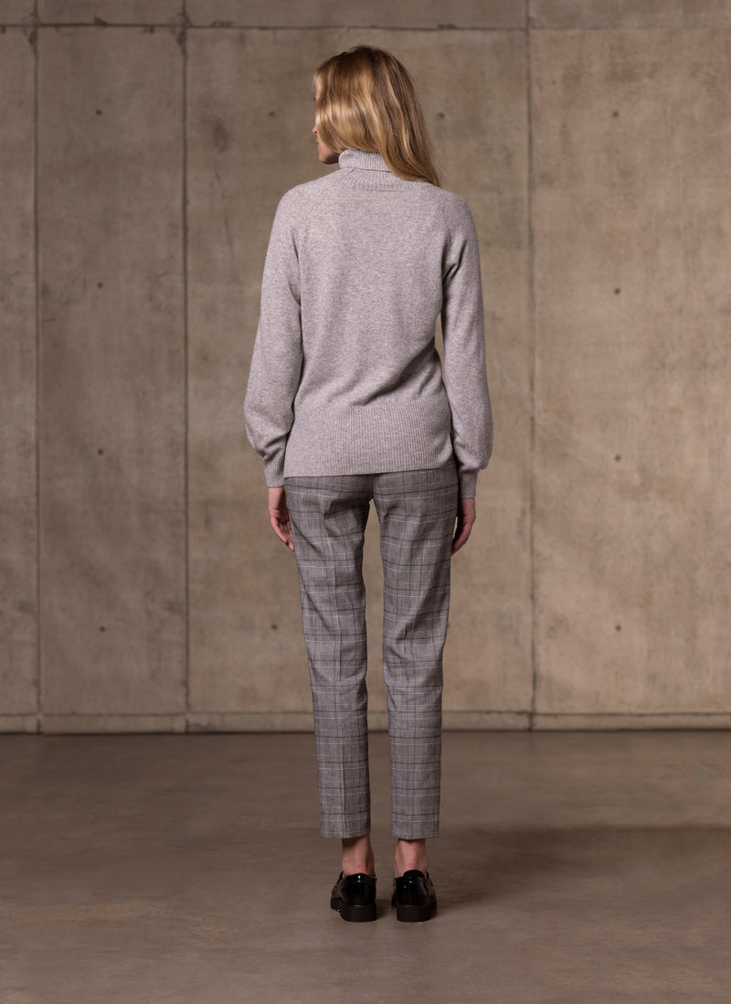 Back Women's Cinzia Turtle Neck Cashmere Sweater in Light Grey