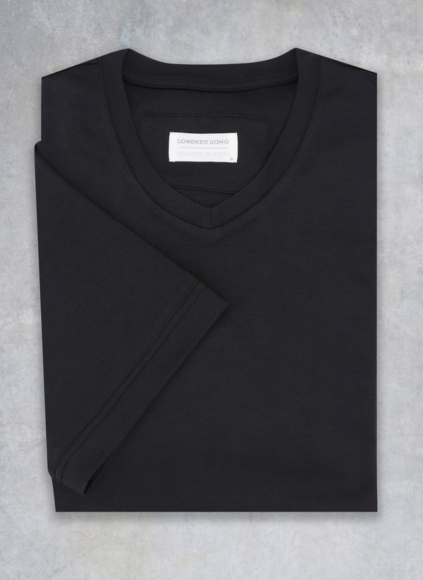 Supima® Cotton V-Neck T-Shirt in Black