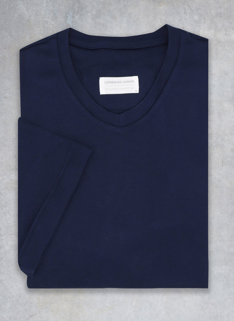 Supima® Cotton V-Neck T-Shirt in Navy