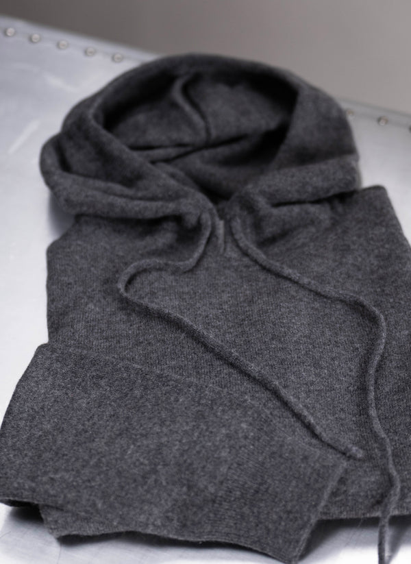 Men's 100% Cashmere Hoodie Sweater in Charcoal
