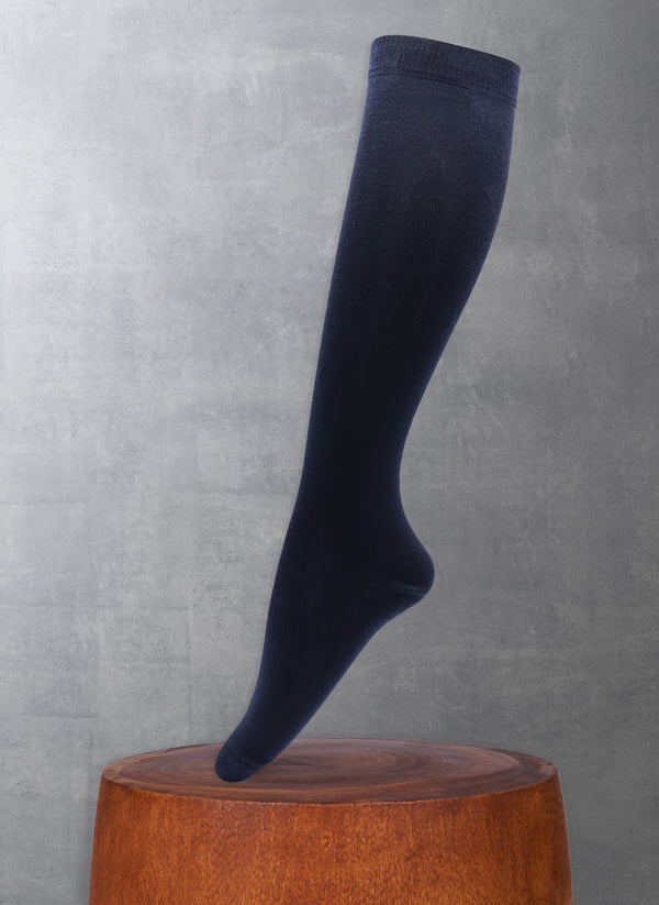 Women's Luxury Merino Wool Knee High Sock in Solid Navy