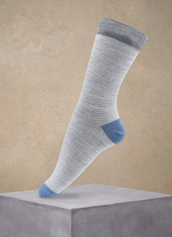 Women's Merino Wool Thin Stripes Sock in Light Blue