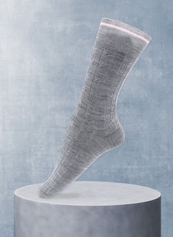 Women's Merino Wool Solid Rib Sock in Light Grey