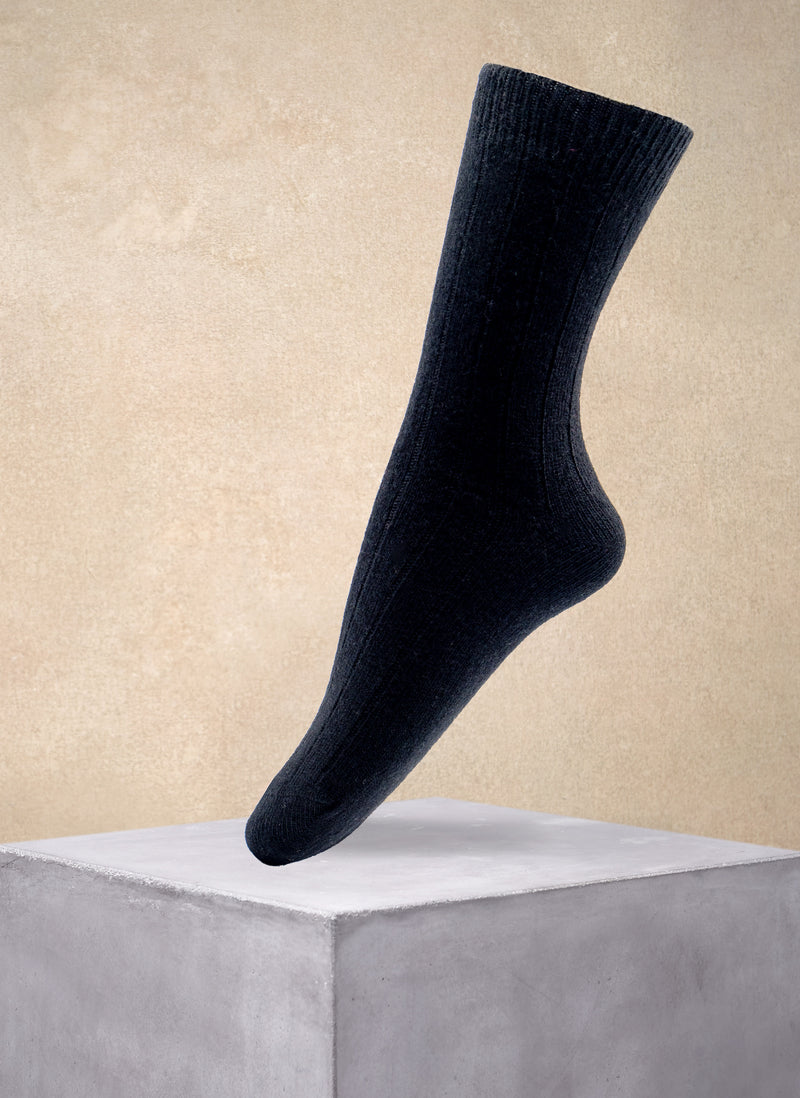 Women's Cashmere Blend Rib Sock in Black