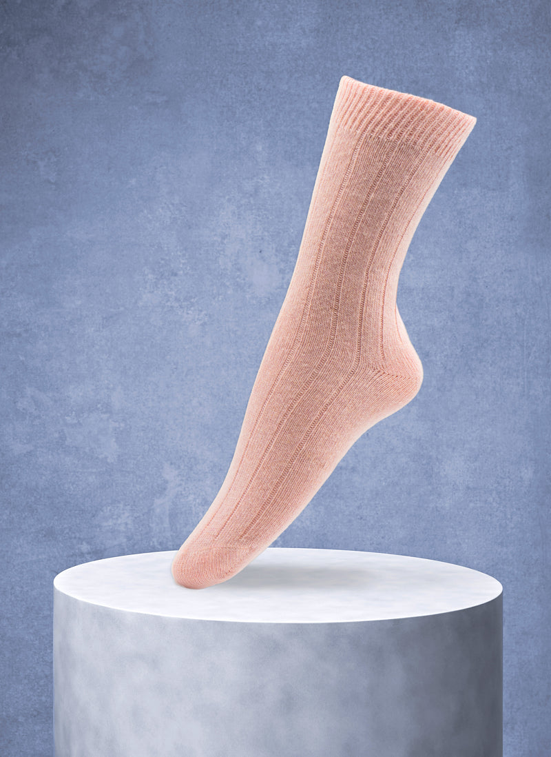 Women's Cashmere Blend Rib Sock in Light Pink
