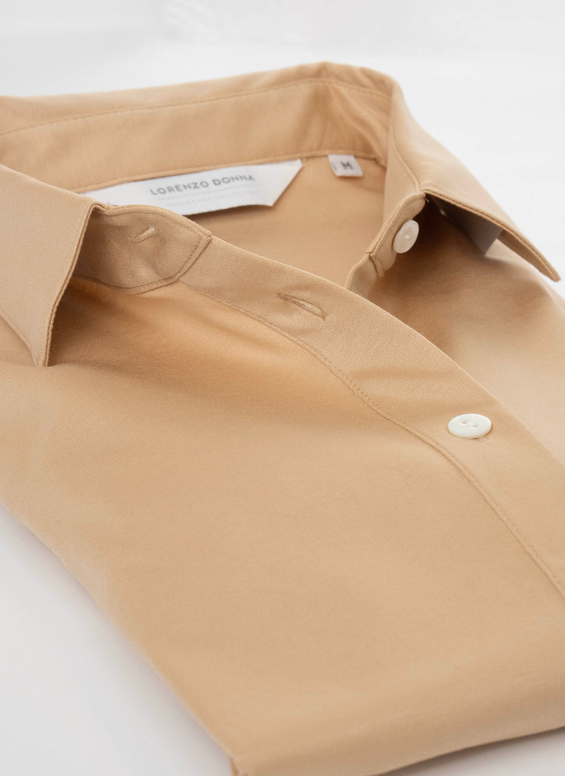 Women’s Slim Fit Supima® Cotton Knit Shirt in Champagne