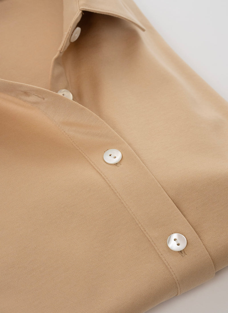 Women’s Slim Fit Supima® Cotton Knit Shirt in Champagne