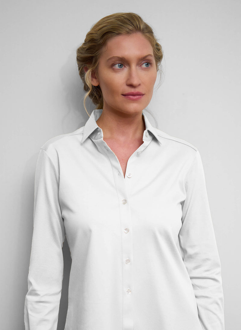 Women’s Slim Fit Supima® Cotton Knit Shirt in White
