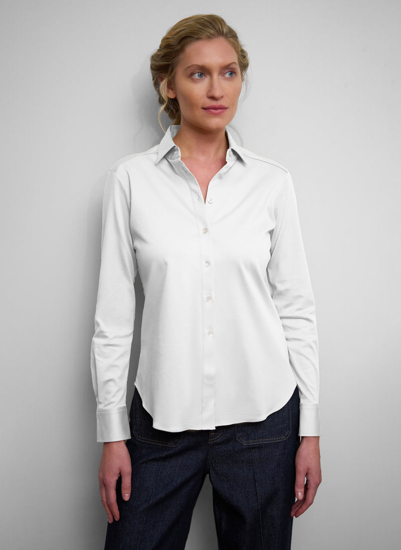 Women’s Slim Fit Supima® Cotton Knit Shirt in White