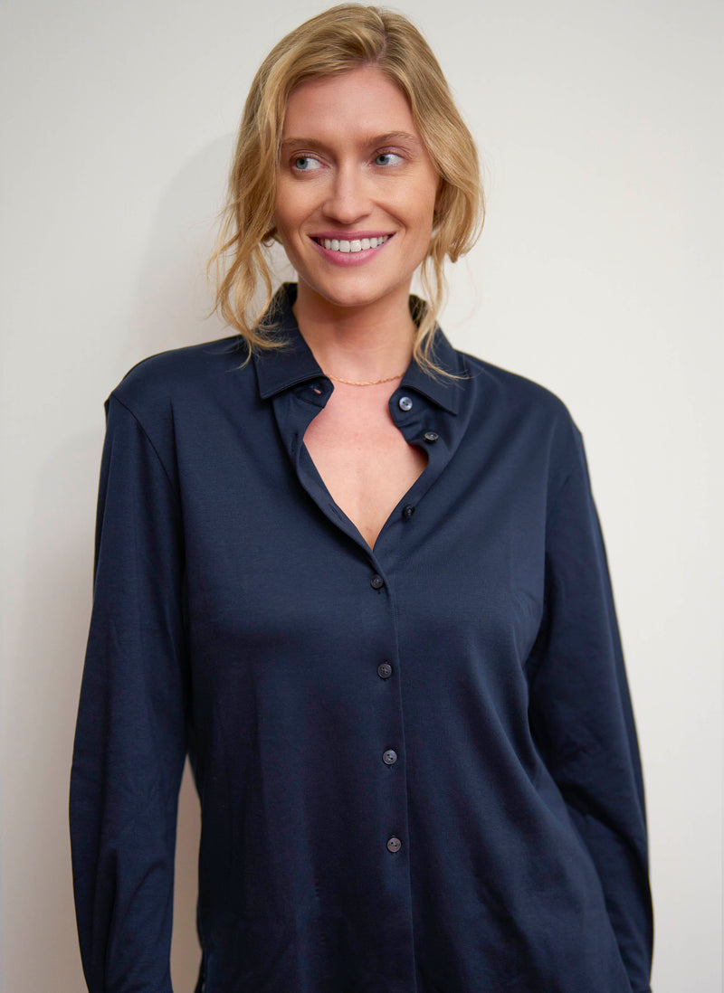 Women's Relaxed Fit Supima® Cotton Knit Shirt in Navy