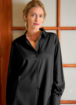 supima cotton dress shirts Women's Relaxed Fit Supima Cotton Knit Shirt in Black M