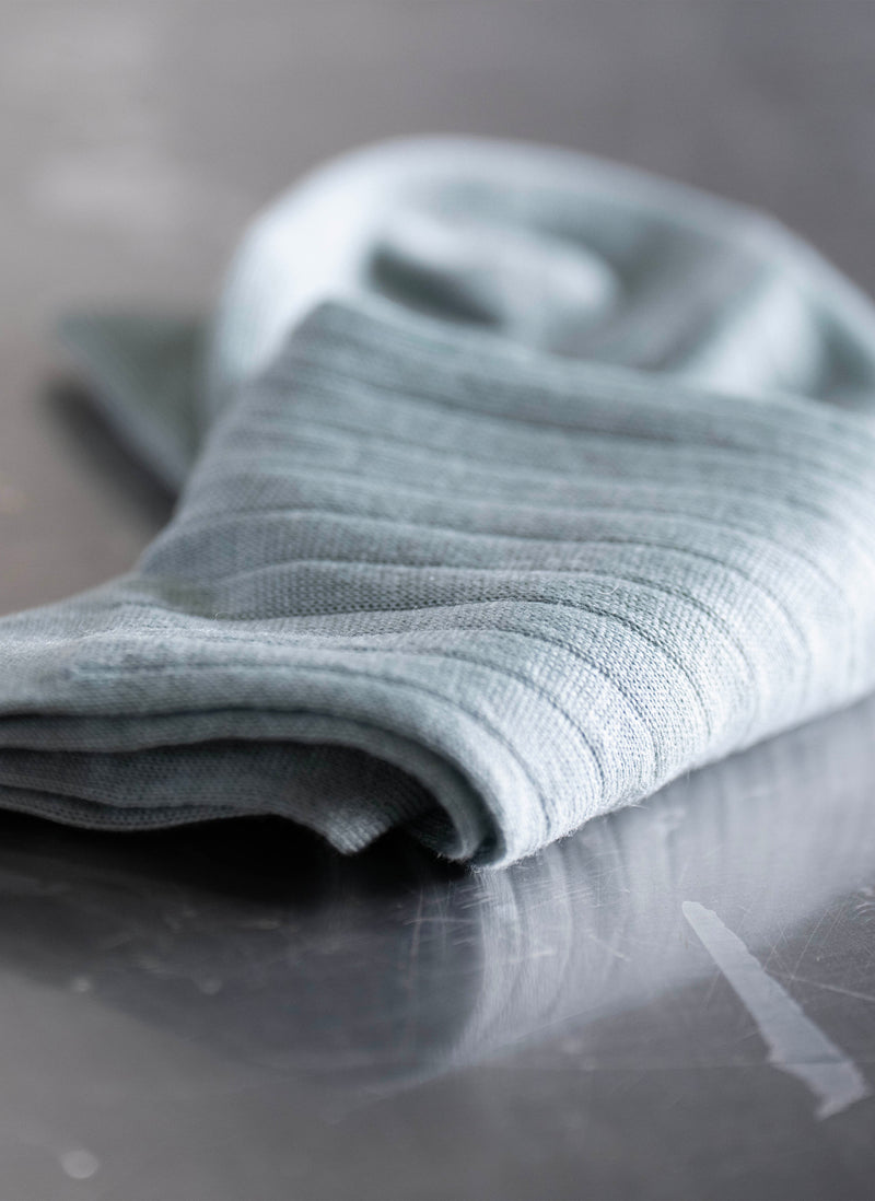 Women's 100% Cashmere Rib Sock in Seafoam