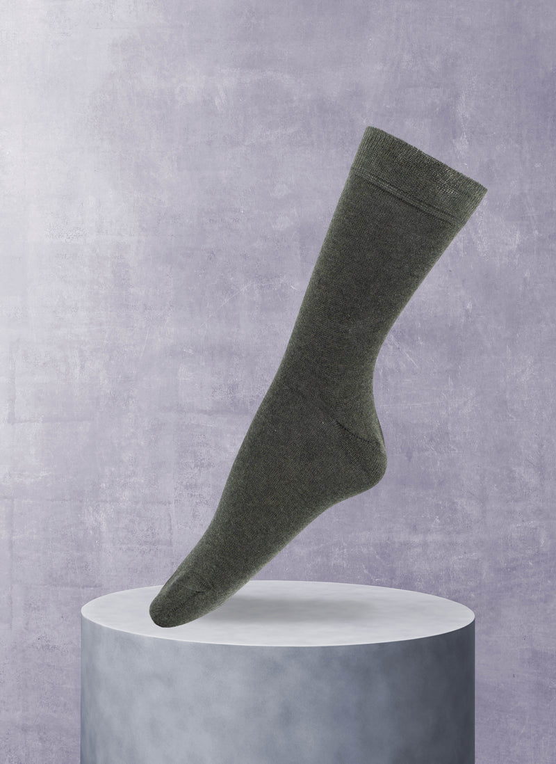 Women's Egyptian Cotton Sock in Olive Mélange