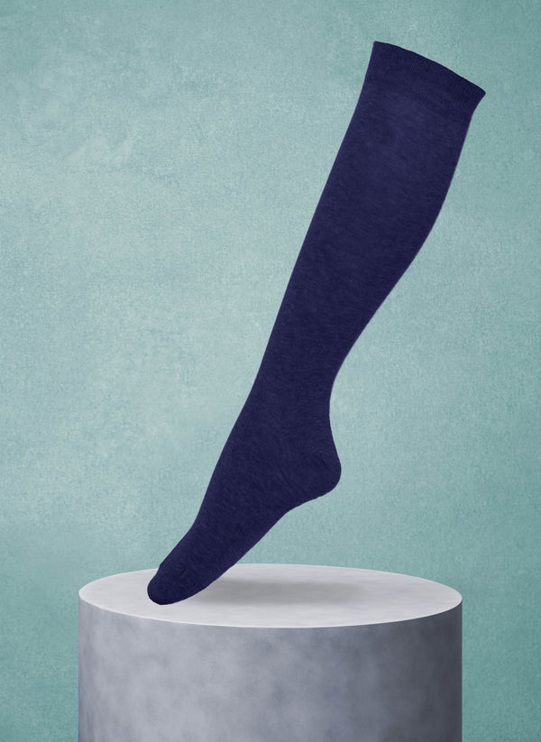 Women's Egyptian Cotton Knee High Sock in Navy