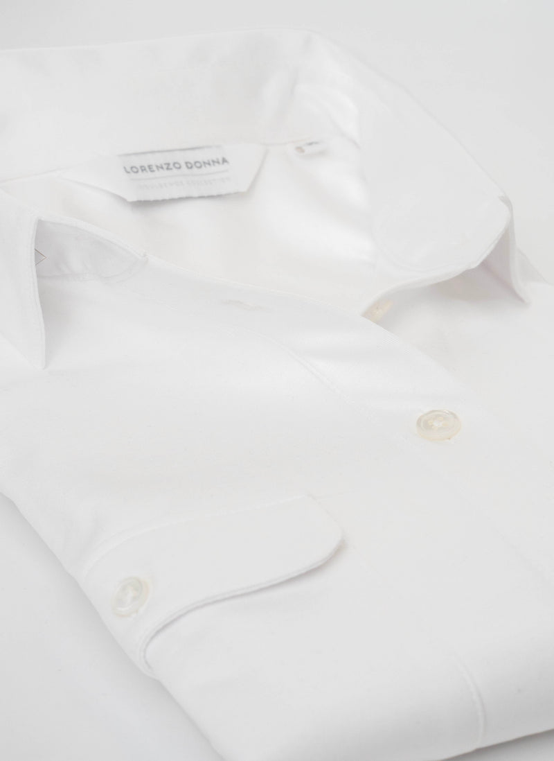 Women's Slim Fit Supima® Cotton Knit Shirt with Pockets in White