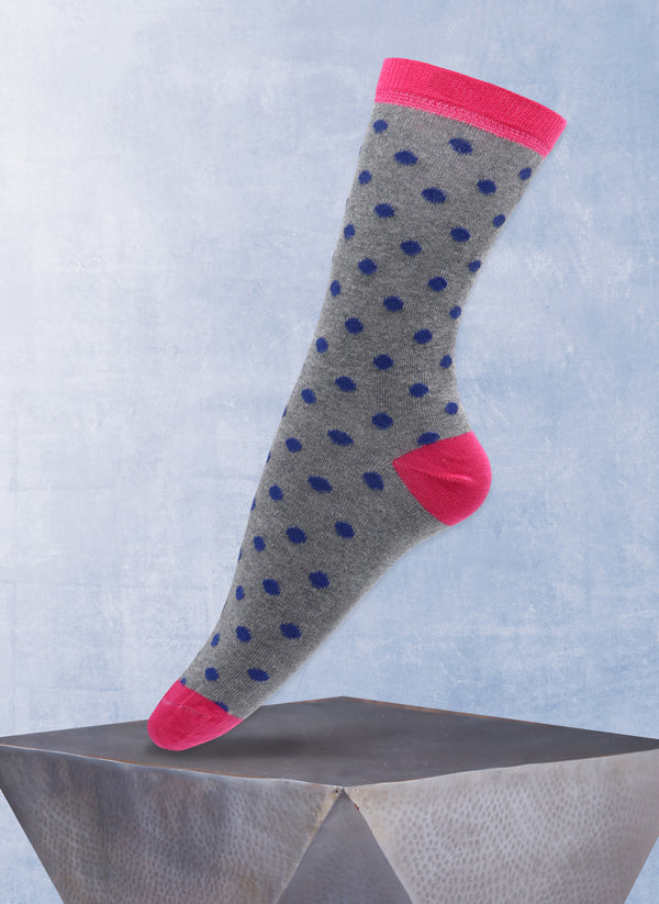 Women's Dot Sock in Grey
