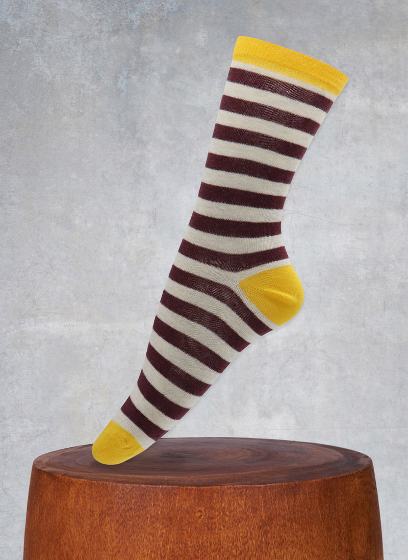 Women's Stripe Sock in Burgundy
