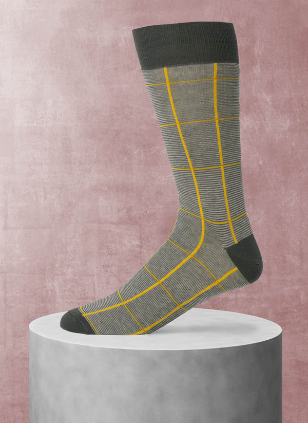 Large Windowpane Sock in Light Olive