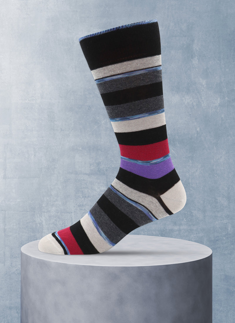 Thin Bahia Stripe Sock in Black