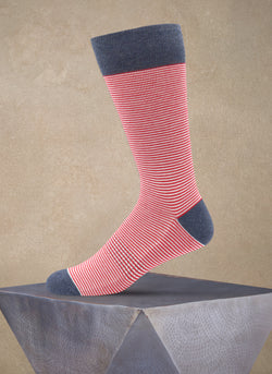 Thin Stripe Sock in Red and White