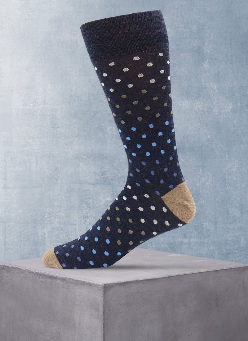 Merino Wool Gradient Dot Sock in Navy