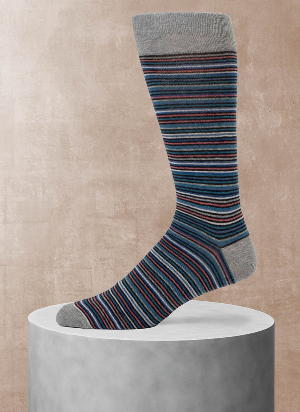 Multi Stripe Sock in Light Grey