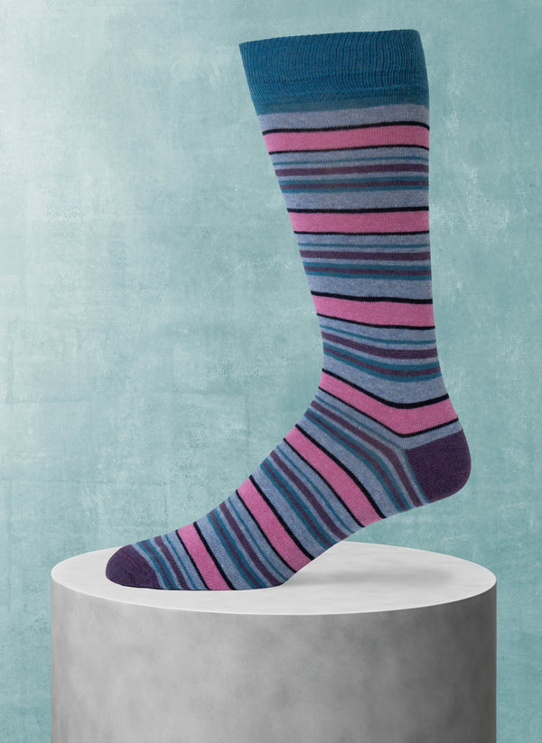 Cape Stripe Sock in Teal